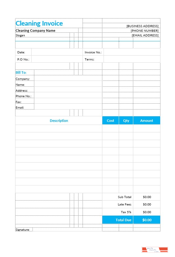 Cleaning Invoice Template PSD template